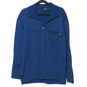 Patagonia Pullover Jacket Teal 1/4 Zip Pocket Waffle Knit Mock Neck Polartec L